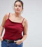 Asos Design Curve Ruffle Cami In Rib - Red