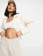 Na-kd Organic Cotton Cropped Denim Jacket In Ecru-neutral