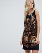 Versace Jeans Foil Logo Tank Dress With Cutout Back - Black