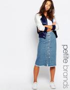 New Look Petite Button Up Midi Skirt - Blue