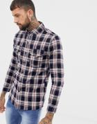 Good For Nothing Oversized Check Shirt In Navy - Navy