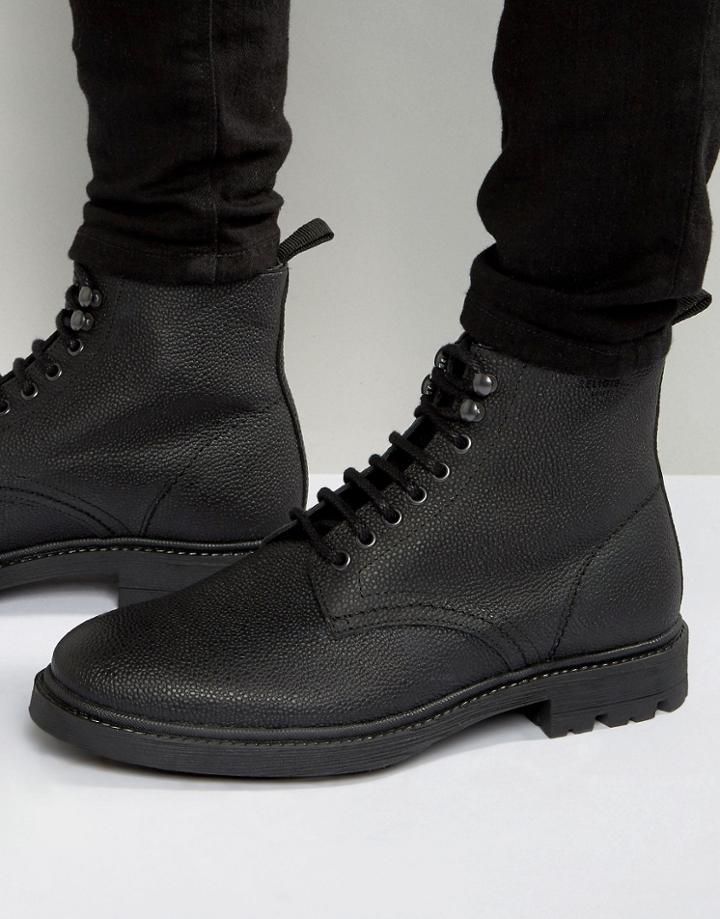 Religion Scotchgrain Leather Laceup Boots - Black