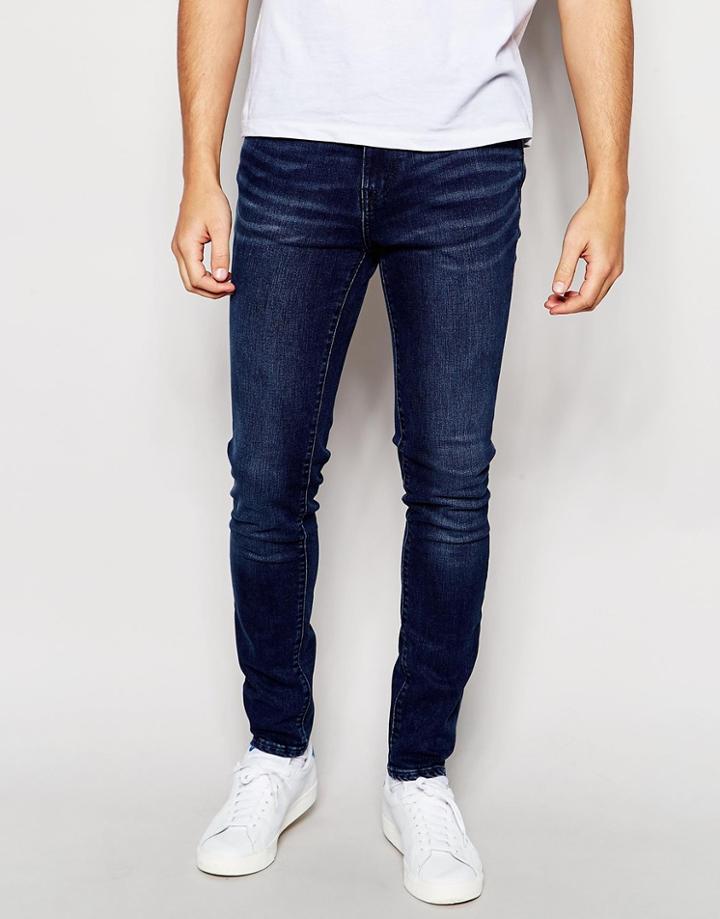 Waven Jeans Erling Spray On Super Skinny Fit Worker Blue Dark Wash - Worker Blue