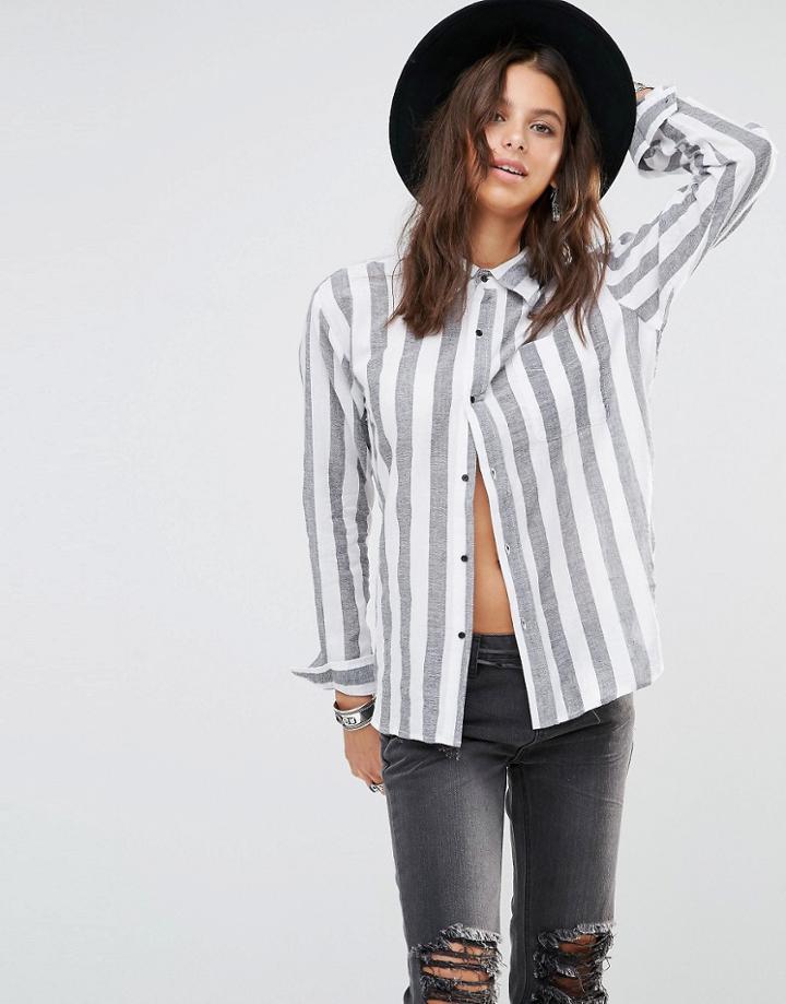 One Teaspoon One And Only Stripe Shirt - Black