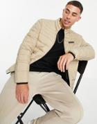 Jack & Jones Essentials Padded Jacket With Stand Collar In Beige-neutral