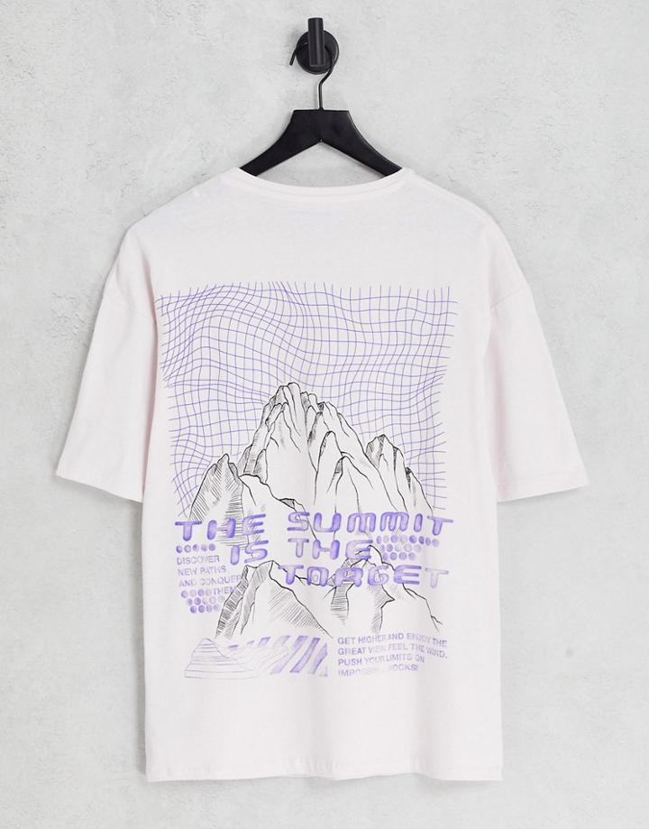 Jack & Jones Originals Oversized T-shirt With Summit Back Print In Lilac-purple