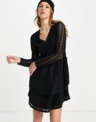 Vila Skater Mini Dress In Black