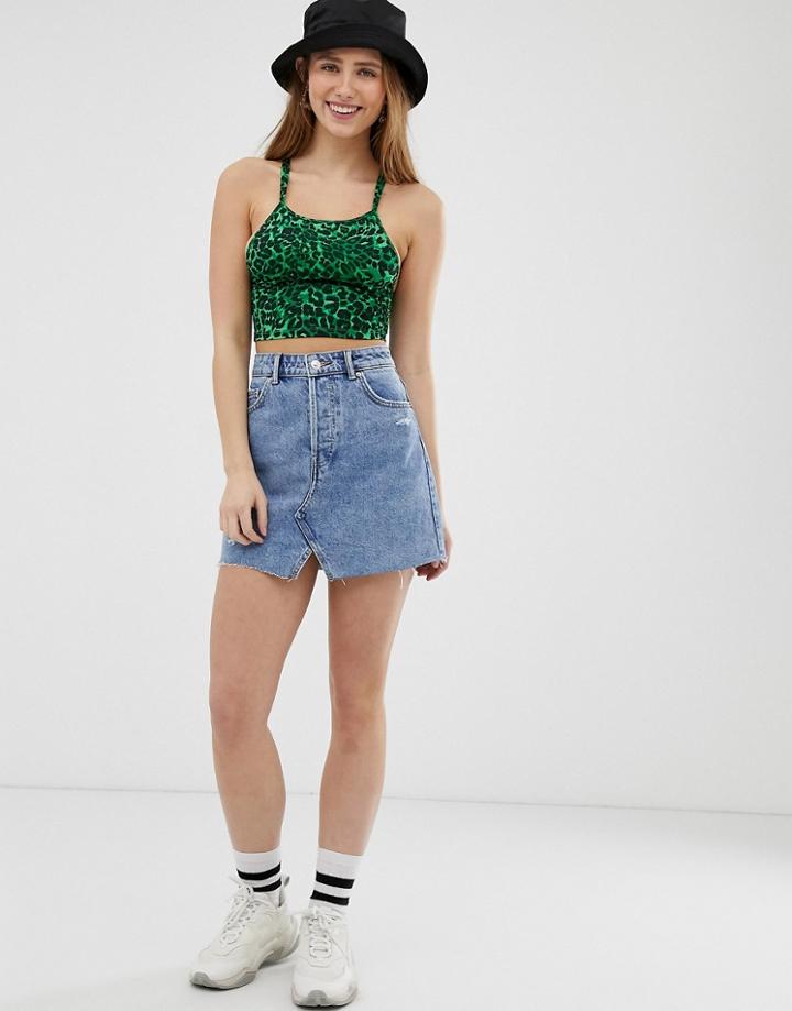 Bershka 5 Pocket Denim Skirt In Blue - Blue