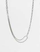 Designb Necklace With Crystal And Chain In Silver Tone