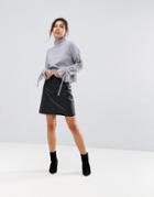 Warehouse Leather Look A-line Mini Skirt - Black