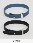 Emporio Armani Leather Bracelet With Interchangeable Straps - Black