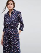 People Tree X V & A Organic Cotton Shirt In Seed Print Co-ord - Navy