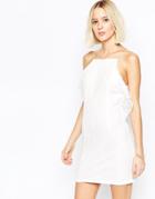 Daisy Street Body-conscious Dress With Frill Top - White