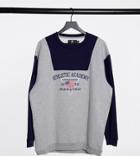 Daisy Street Plus Oversized Coordinating Sweatshirt With Athletic Academy Print In Color Block-grey