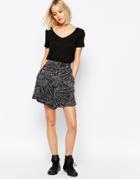 Dr Denim Nit Culotte With Bamboo Print - Black