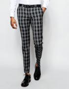 Noak Monochrome Check Suit Pants In Super Skinny Fit - Black