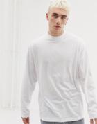 Asos Design Oversized Turtleneck T-shirt With Long Sleeves In White - White