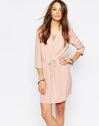Vero Moda Long Sleeve Wrap Dress - Mahogany Rose