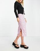Vero Moda Midi Skirt In Pink Ditsy Print