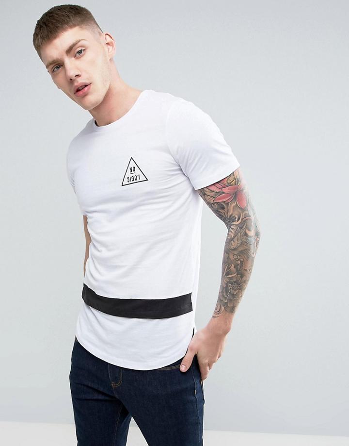 Jack & Jones Mono Curved Hem T-shirt - White