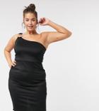 Simply Be One Shoulder Dress In Black