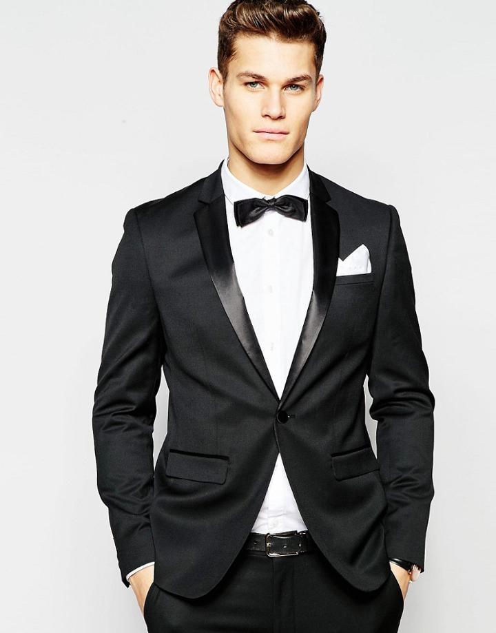 Asos Skinny Tuxedo Suit Jacket In Black - Black