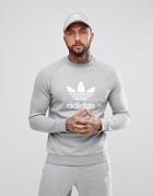 Adidas Originals Adicolor Trefoil Logo Sweat In Gray Cy4573 - Gray