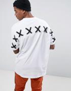 Asos Super Oversized T-shirt With Lace Up Back And Chunky Eyelets In White - White