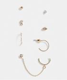 Topshop Dainty Chain 7 X Multipack Earrings In Gold