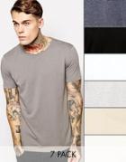 Asos T-shirt With Crew Neck 7 Pack Save 24% - White/stone/gray/bei