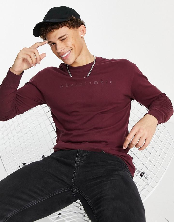 Abercrombie & Fitch Overt Logo Long Sleeve Top In Burgundy-red