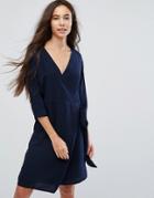 B.young Wrap Front Dress - Navy