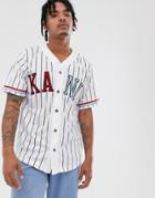 Karl Kani College Baseball Shirt With Stripes In White - White