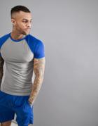 Asos 4505 Muscle T-shirt With Quick Dry And Contrast Raglan - Multi