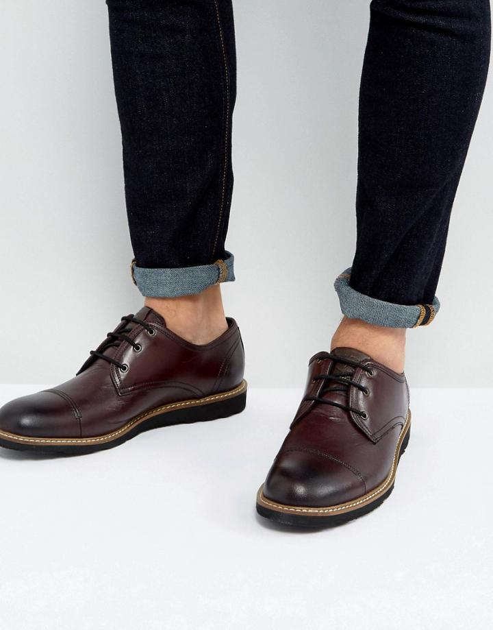 Original Penguin Toe Cap Derby Shoes In Bordo - Red