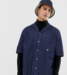Collusion Denim Shirt With Revere Collar-blue