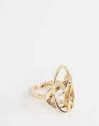 Asos Design Ring In Abstract Wire Design In Gold - Gold
