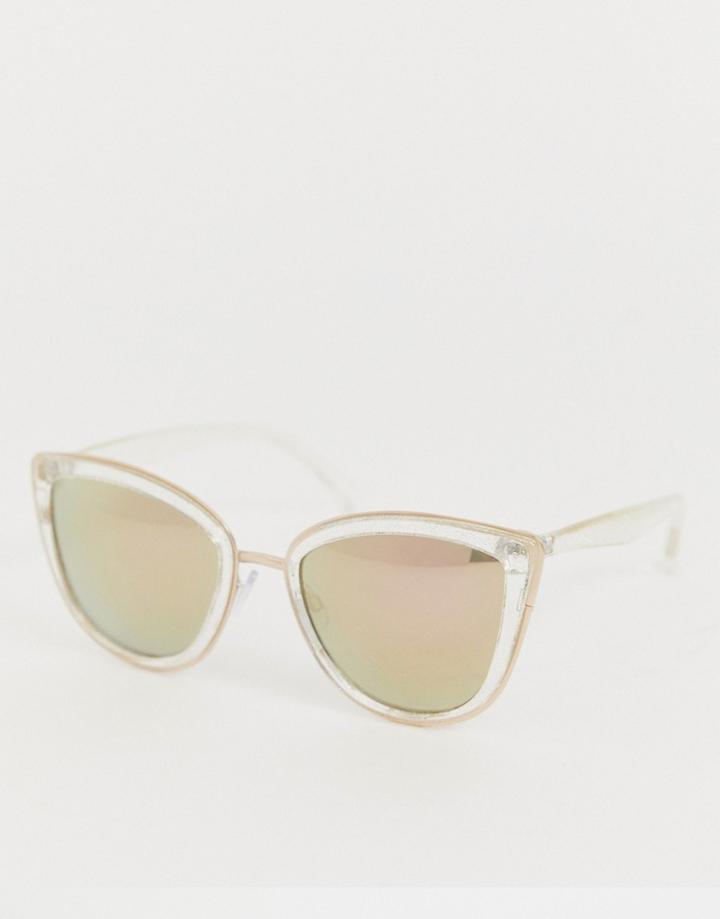 Aj Morgan Oversized Cat Eye Sunglasses In Crystal