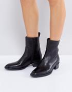 Vagabond Meja Black Leather High Cut Ankle Boots - Black