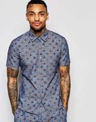 Vivienne Westwood Anglomania Short Sleeve Shirt In All Over Print - Blue