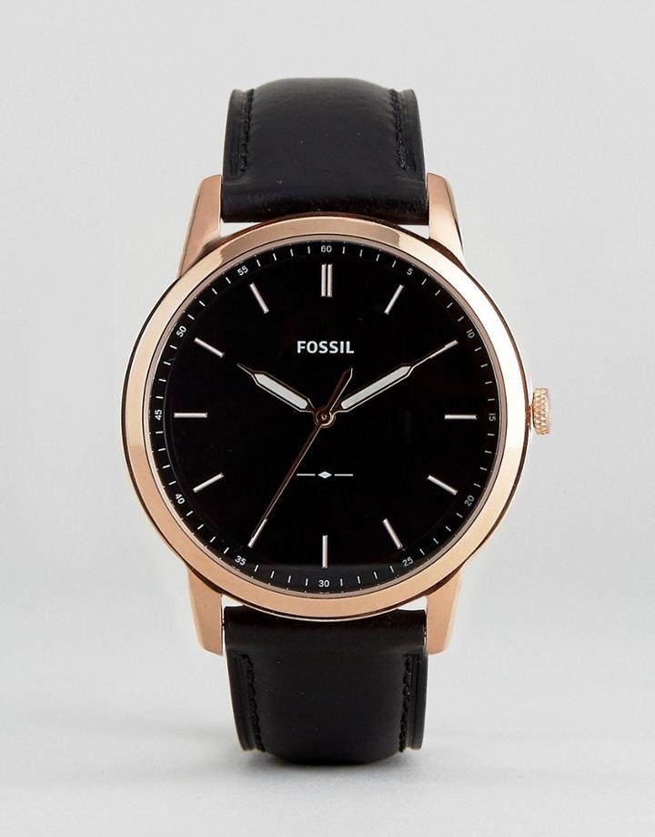 Fossil Fs5376 Minimalist Leather Watch In Black - Black