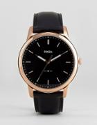Fossil Fs5376 Minimalist Leather Watch In Black - Black