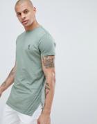 Religion Muscle Fit T-shirt With Pleated Hem In Green - Green