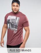 Duke Plus T-shirt With New York Print In Burgundy - Red