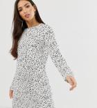 Glamorous Tall Long Sleeve Swing Dress In Polka Dot-cream