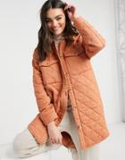 Y.a.s Quilted Longline Jacket In Orange