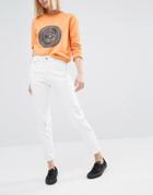 Cheap Monday High Rise Cropped Mom Jeans - White Repair