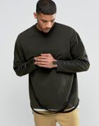 Asos Oversized Sweatshirt With Cross Over Straps - Khaki