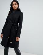 Lipsy Smart Tailored Coat With Belt In Black - Black