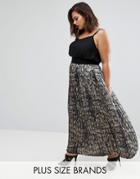 Elvi Plus Pleated Maxi Skirt In Snake Print - Multi